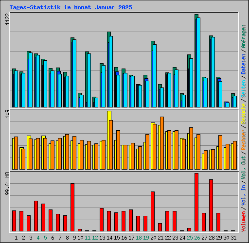 Tages-Statistik im Monat Januar 2025